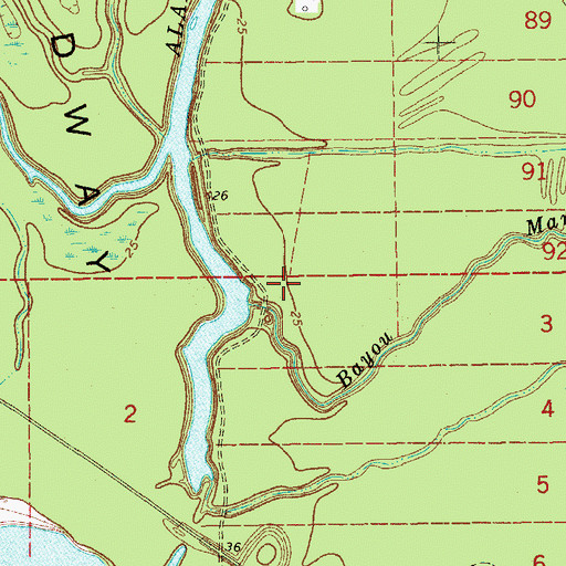 Topographic Map of Bayou Manuel, LA