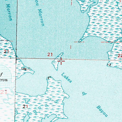 Topographic Map of Lakes of Bayou Marron, LA