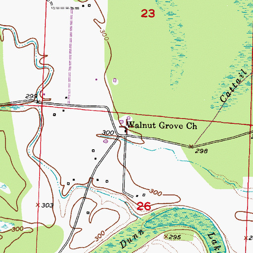 Topographic Map of Walnut Grove Church, AR