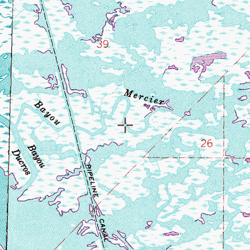 Topographic Map of Bayou Mercier, LA