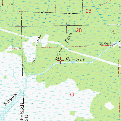 Topographic Map of Bayou Pain, LA
