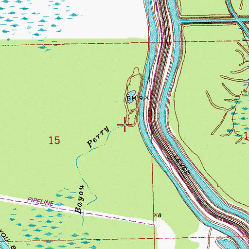Topographic Map of Bayou Perry, LA