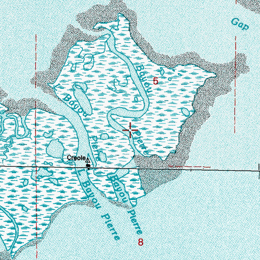 Topographic Map of Bayou Pierre, LA