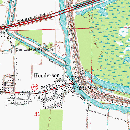 Topographic Map of Bayou Portage, LA