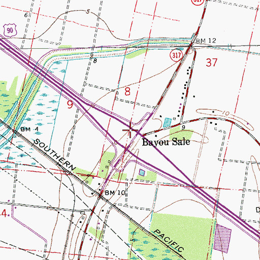 Topographic Map of Bayou Sale, LA