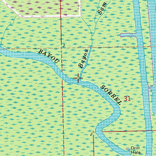 Topographic Map of Bayou Sam, LA