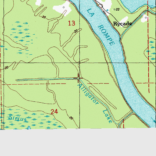 Topographic Map of Bayou Sirius, LA
