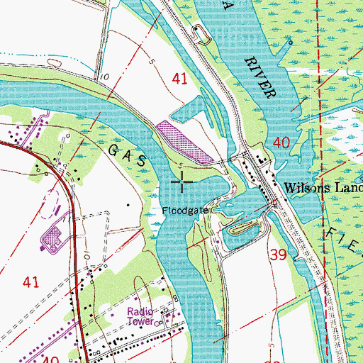 Topographic Map of Bayou Teche, LA