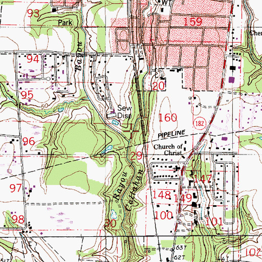 Topographic Map of Bayou Tesson, LA