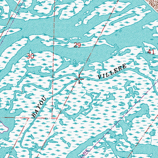 Topographic Map of Bayou Villere, LA