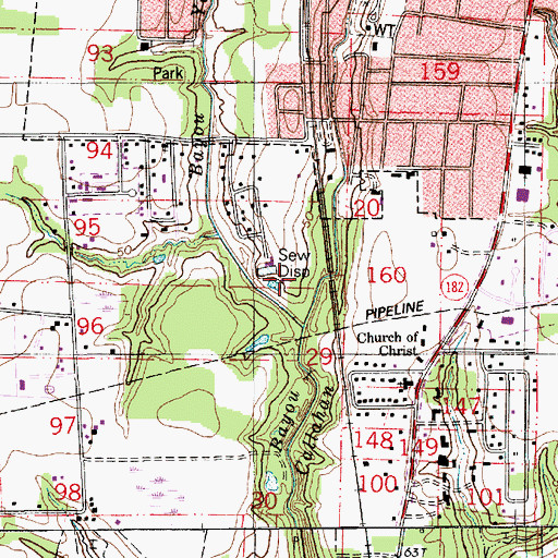 Topographic Map of Bayou Yarbor, LA