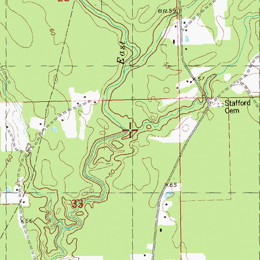 Topographic Map of Bear Creek, LA