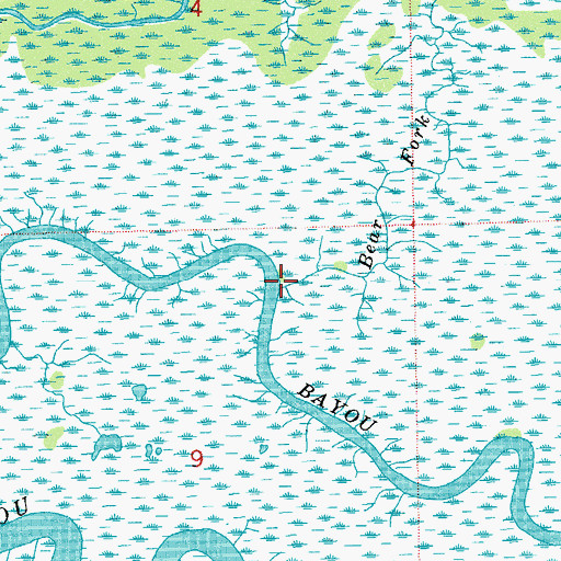 Topographic Map of Bear Fork Bayou, LA