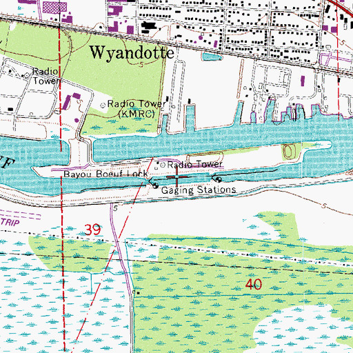 Topographic Map of Bayou Boef Lock, LA