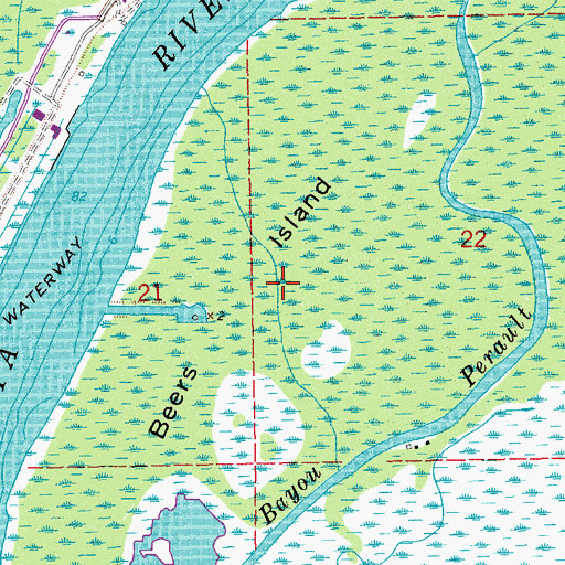 Topographic Map of Beers Island, LA