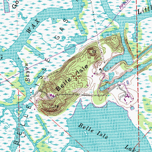 Topographic Map of Belle Isle, LA