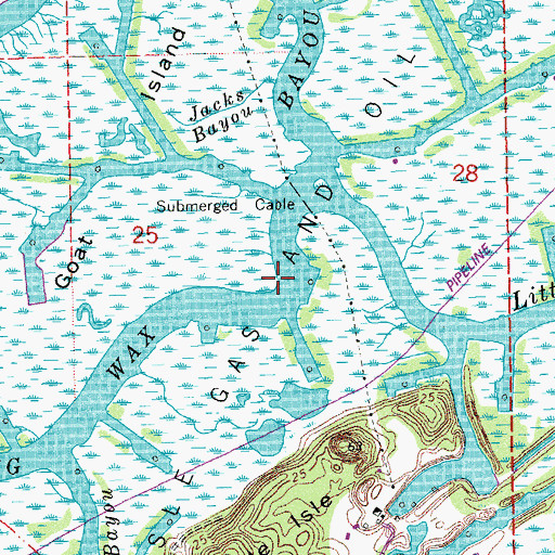 Topographic Map of Belle Isle Gas and Oil Field, LA