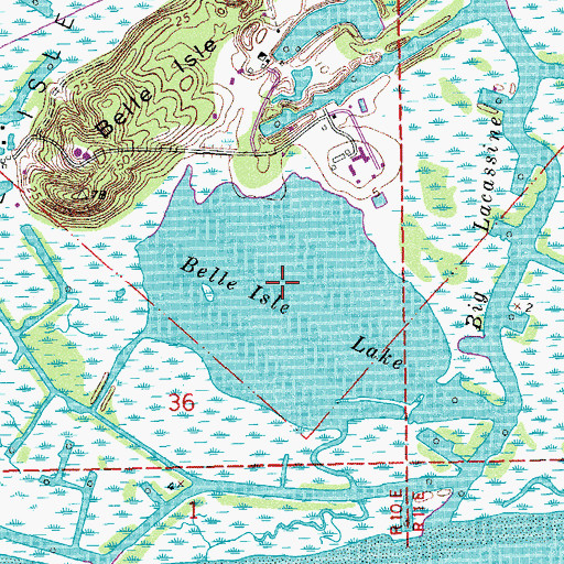 Topographic Map of Belle Isle Lake, LA