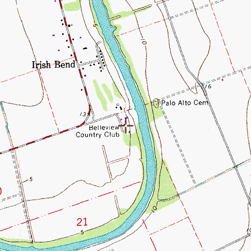 Topographic Map of Belleview Country Club, LA