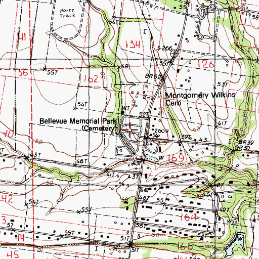 Topographic Map of Bellevue Memorial Park, LA