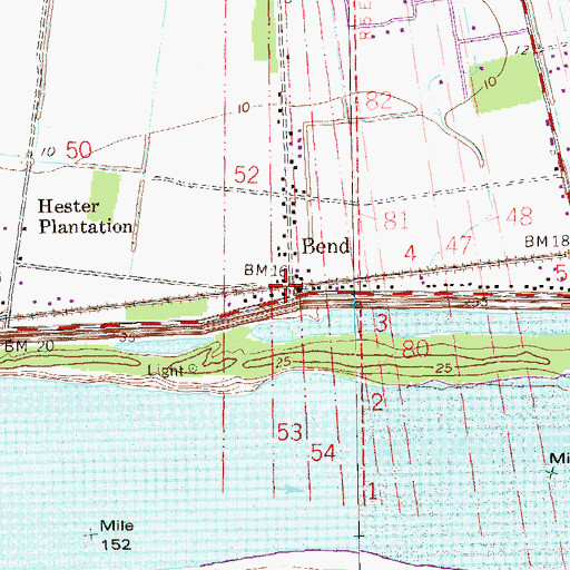 Topographic Map of Bend, LA
