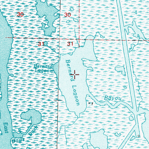 Topographic Map of Bernard Lagoon, LA