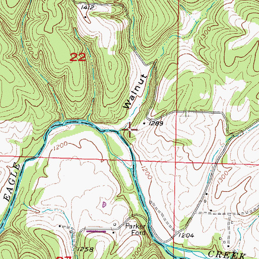 Topographic Map of Walnut Hollow, AR