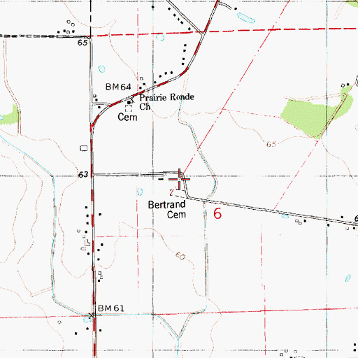 Topographic Map of Bertrand Cemetery, LA