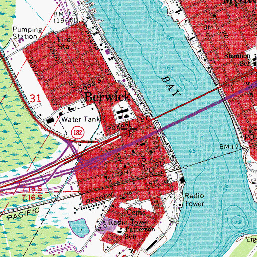 Topographic Map of Berwick, LA