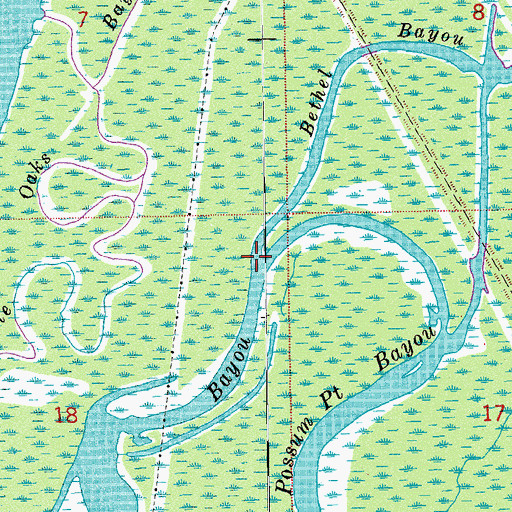 Topographic Map of Bethel Bayou, LA