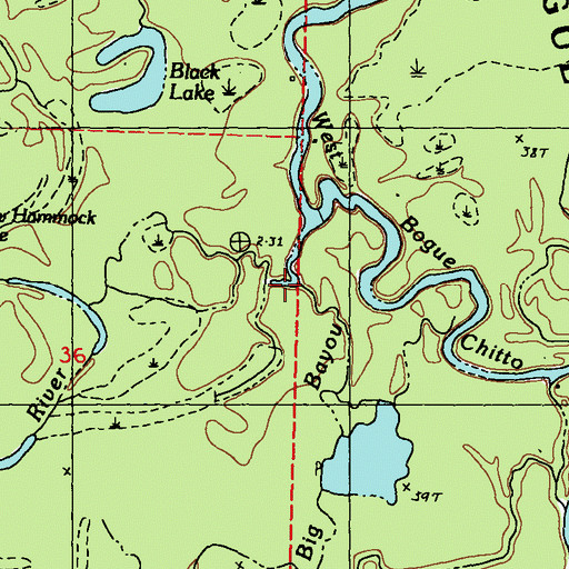 Topographic Map of Big Bayou, LA