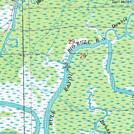 Topographic Map of Big Bull Bayou, LA