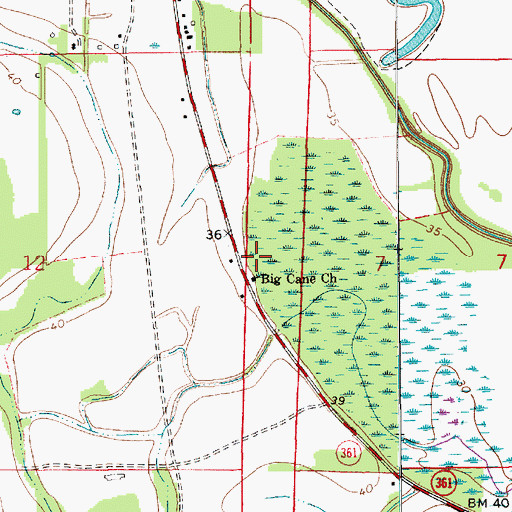 Topographic Map of Big Cane Church, LA