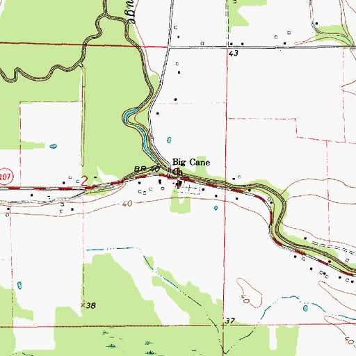 Topographic Map of Big Cane Church, LA