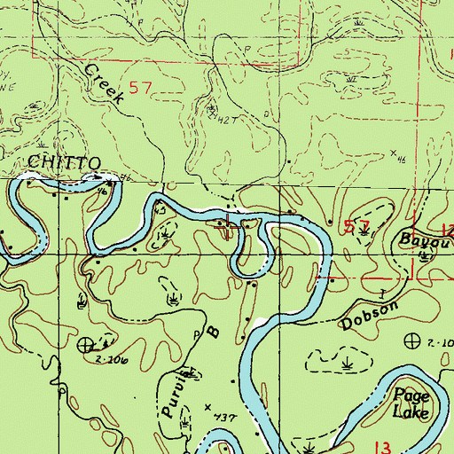 Topographic Map of Big Creek, LA