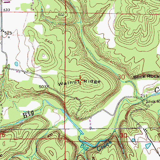 Topographic Map of Walnut Ridge, AR