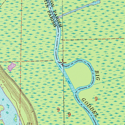 Topographic Map of Big Goddel Bayou, LA