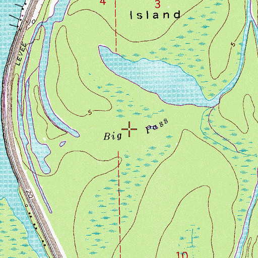 Topographic Map of Big Pass, LA