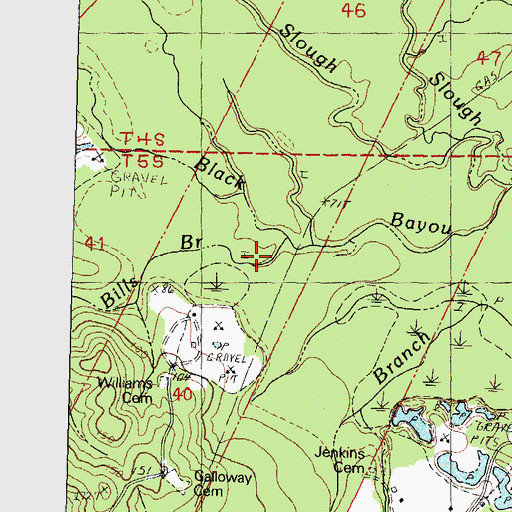 Topographic Map of Bills Branch, LA