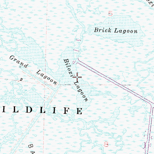 Topographic Map of Biloxi Lagoon, LA