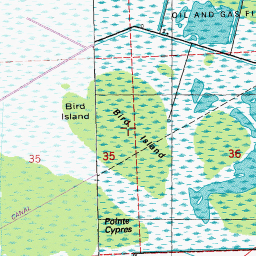 Topographic Map of Bird Island, LA