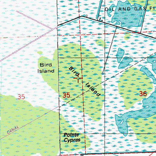 Topographic Map of Bird Island, LA