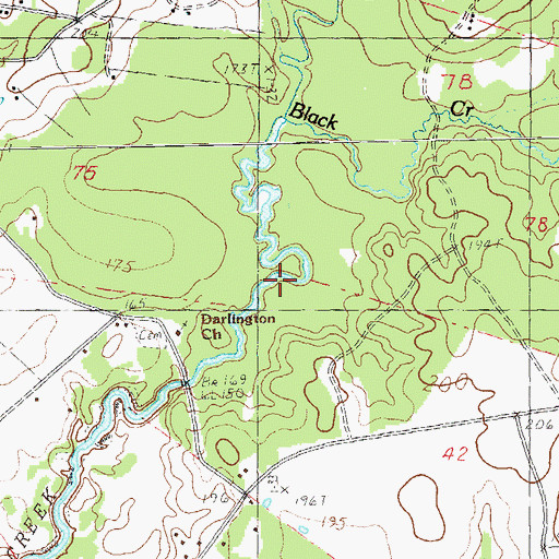 Topographic Map of Black Creek, LA