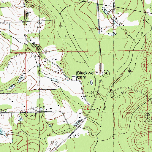 Topographic Map of Blackwell Cemetery, LA