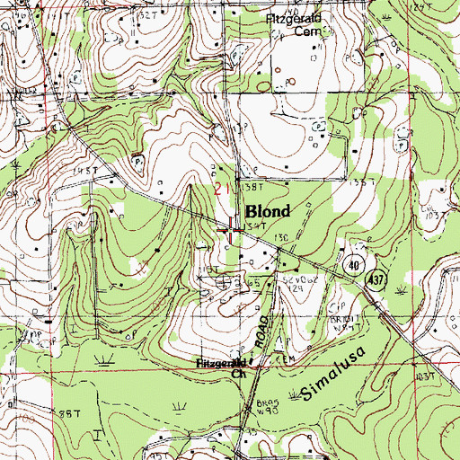 Topographic Map of Blond, LA