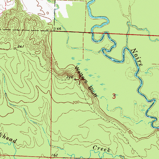 Topographic Map of Walters Bluff, AR