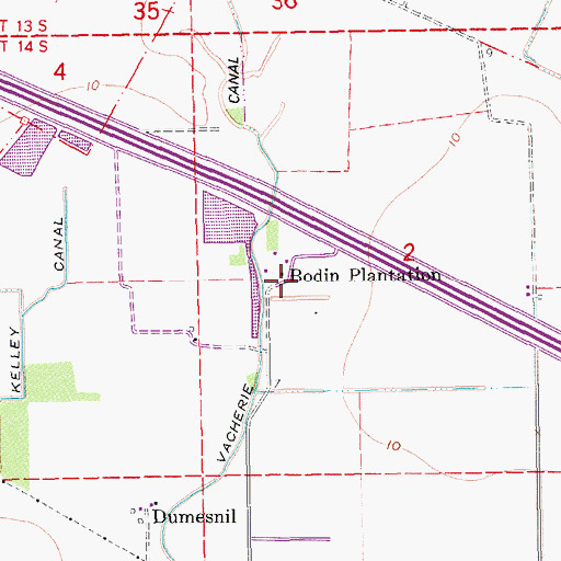 Topographic Map of Bodin Plantation, LA