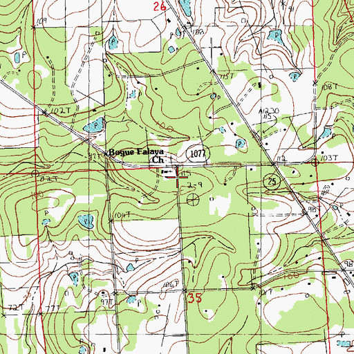 Topographic Map of Bogue Falaya Baptist Church, LA