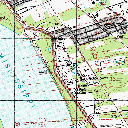 Topographic Map of Bonnet Carre Crevasse, LA