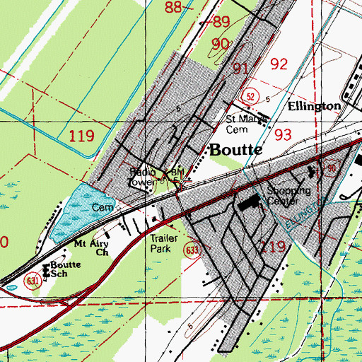 Topographic Map of Boutte, LA